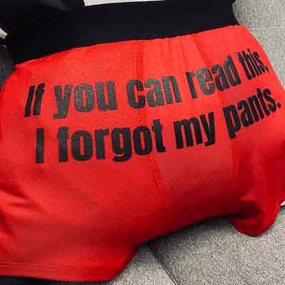 do+dare undie co. - spice red custom underwear personalized with "if you can read this I forgot my pants"