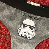 do+dare undie co. - silhouette gray custom underwear personalized with a star wars storm trooper helmet + "feel the force"