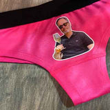 do+dare undie co. - hot pink custom cheeky underwear personalized with a man holding a wine glass